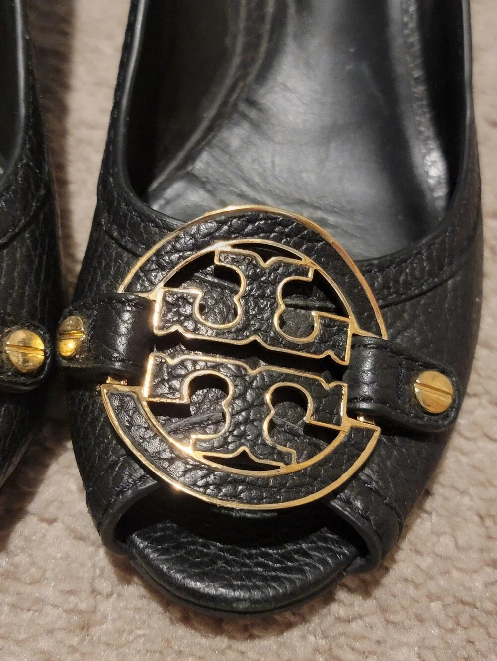 Tory Burch Amanda Mid Wedge Peep Toe Heels Size 8